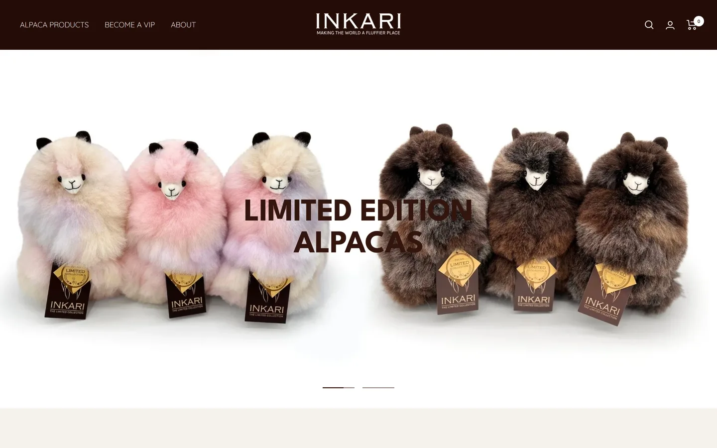 de homepage van Inkari op een breed scherm
